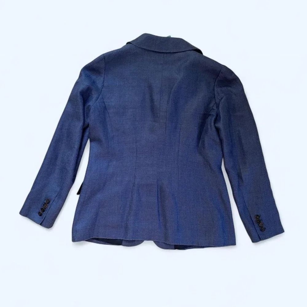 Blue lined blazer brown buttons women's size M by Attolini Donna - Picture 5 of 8